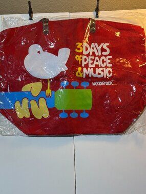 Woodstock 3 days of peace & Music Red Tote Bag